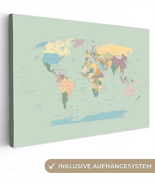 OneMillionCanvasses® Leinwandbild Weltkarte - Realistisch - günstig online kaufen