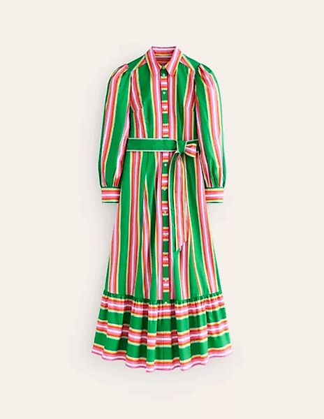 Hemdblusenkleid aus Baumwolle in Midilänge Damen Boden, Grünes Tamburin und günstig online kaufen