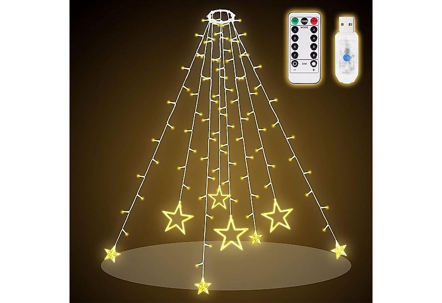 Salcar LED-Lichterkette Christbaumbeleuchtung mit Ring Sterne Lichterkette günstig online kaufen
