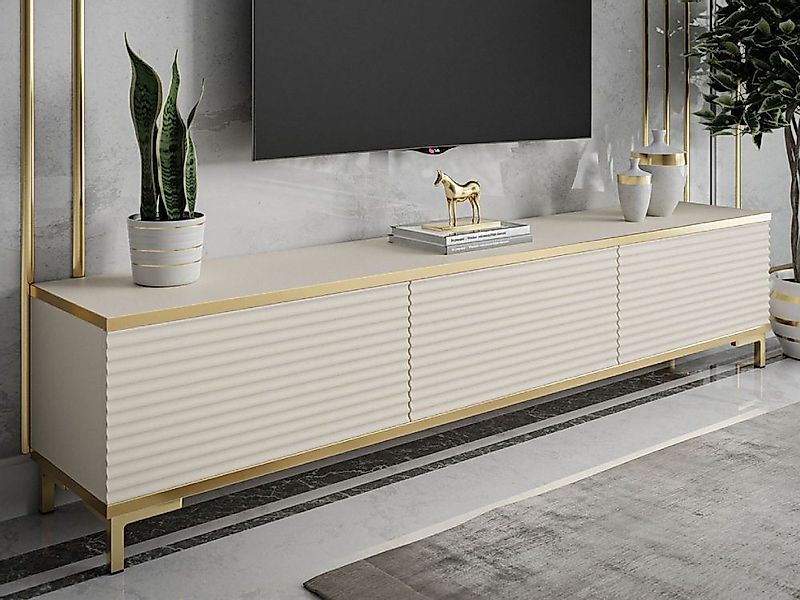 ALLHOUSE24 TV-Schrank RIVERA geriffelte Fronten goldene Füße TV Unterschran günstig online kaufen
