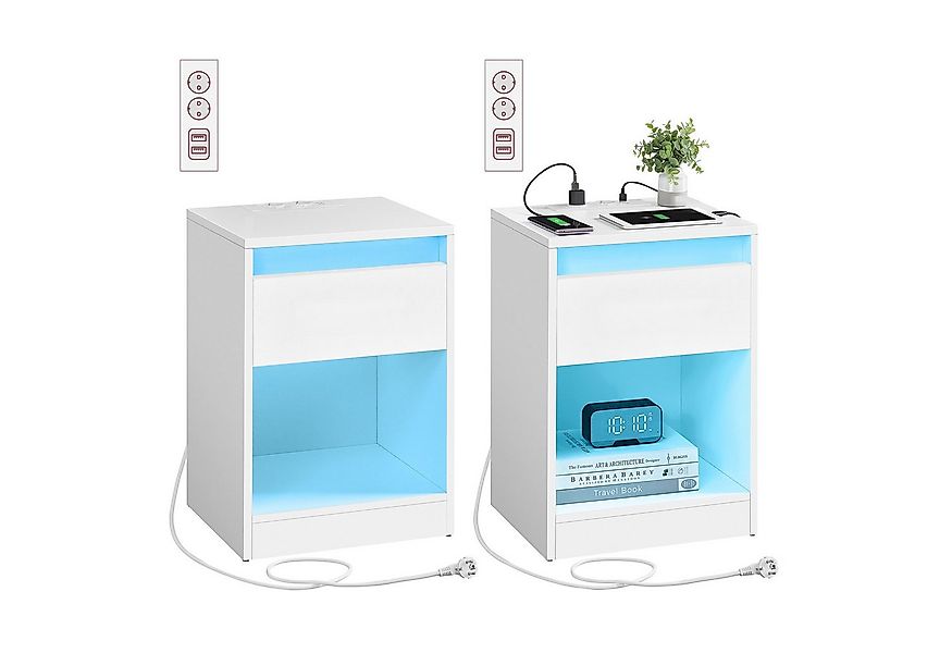 VASAGLE Nachttisch (2-St), mit einstellbarer LED-Beleuchtung, Beistelltisch günstig online kaufen