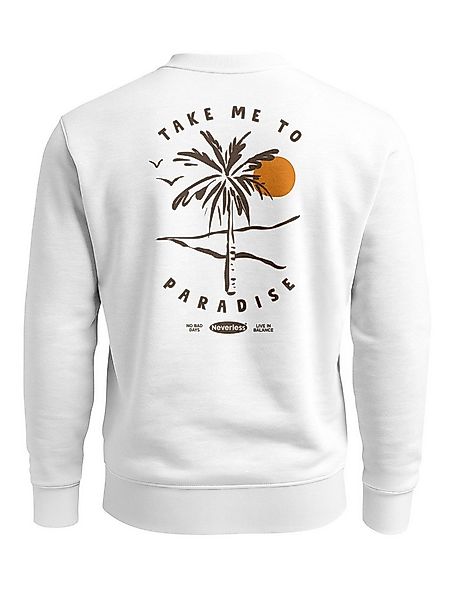 Neverless Sweatshirt Sweatshirt Herren Pullover mit Backprint Palmen Sonne günstig online kaufen