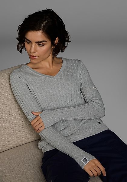 KangaROOS V-Ausschnitt-Pullover, in breit geripptem Feinstrick günstig online kaufen