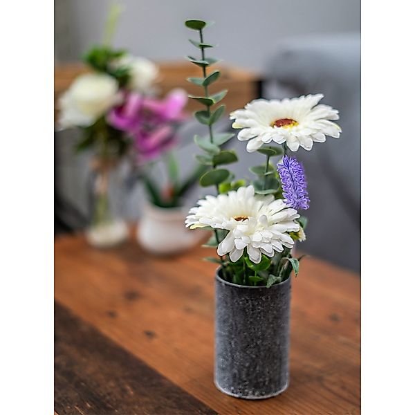 Kunstblume Kunstblume weiße Gerbera in Vase günstig online kaufen