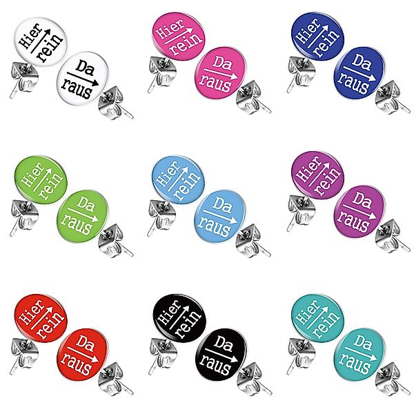 Taffstyle Paar Ohrstecker Lustige Ohrringe Platte Stecker mit Spruch Hier r günstig online kaufen