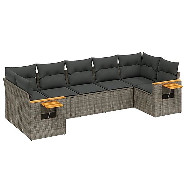 vidaXL 7-Tlg Garten-Sofagarnitur mit Kissen Grau Poly Rattan 3227110 günstig online kaufen