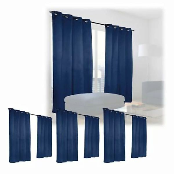 relaxdays 8 x Vorhang blau 245 x 135 cm dunkelblau günstig online kaufen