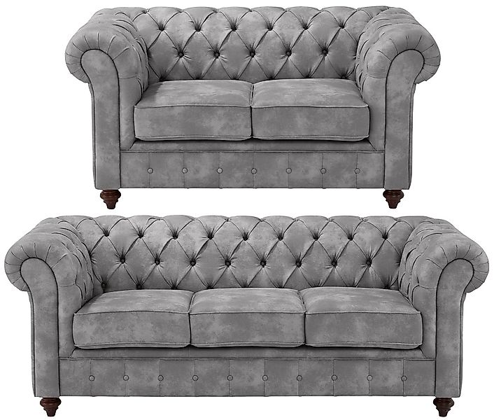 Home affaire Sitzgruppe "Chesterfield", (2 tlg.), hochwertige Knopfheftung, günstig online kaufen