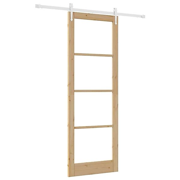 vidaXL Schiebetür Braun 83 x 232 cm Holz und Metall 3332365 günstig online kaufen