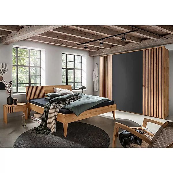 Schlafzimmer Möbel Set aus Wildeiche Massivholz modernem Design (vierteilig günstig online kaufen