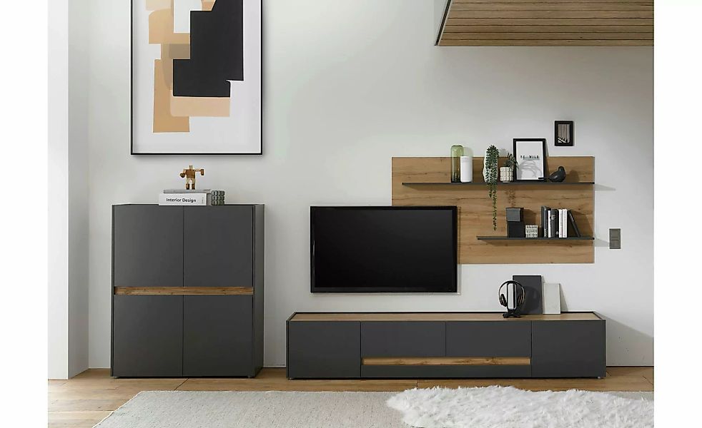 Wohnwand  Cande ¦ grau ¦ Maße (cm): B: 360 H: 45 Kommoden & Sideboards > Wo günstig online kaufen