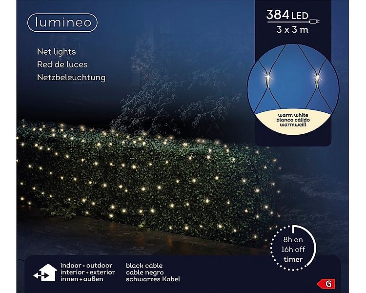 Lumineo LED-Lichterkette Lumineo Netzbeleuchtung 384 LED 3 x 3 m warm weiß, günstig online kaufen