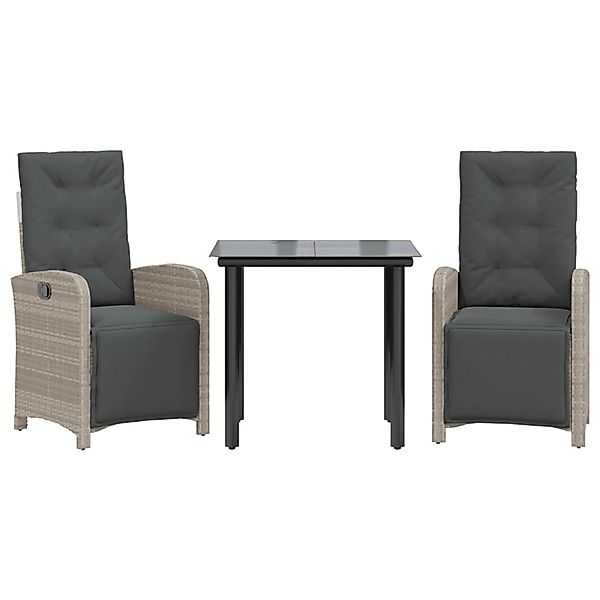 vidaXL 3-Tlg Bistro-Set mit Kissen Hellgrau Poly Rattan 3212605 günstig online kaufen