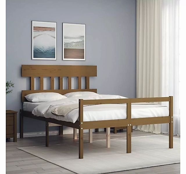 furnicato Bett Seniorenbett mit Kopfteil 140x200 cm Honigbraun Massivholz günstig online kaufen