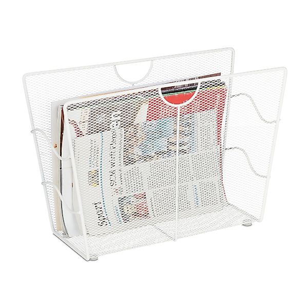 relaxdays Zeitungsständer Metall weiß günstig online kaufen