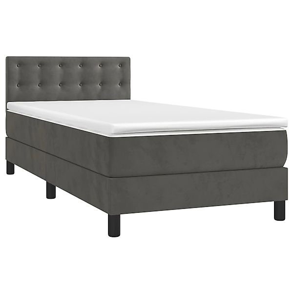 vidaXL Boxspringbett mit Matratze & LED Dunkelgrau 80x200 cm Samt 3134610 günstig online kaufen