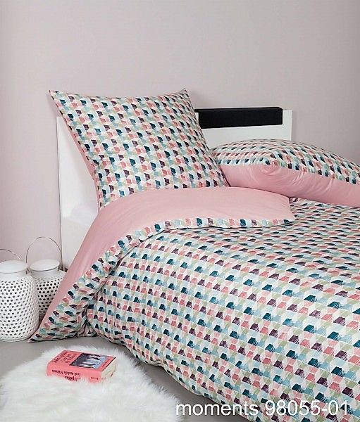 Janine Janine Mako-Satin-Bettwäsche moments 98055 altrosé mineralblau Größe günstig online kaufen
