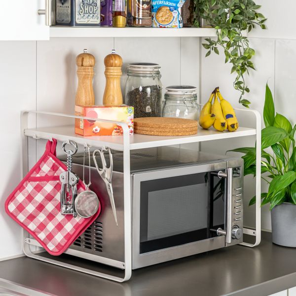 bremermann Küchenregal Mikrowellenregal, Bäckerregal mit Hakenleisten, günstig online kaufen