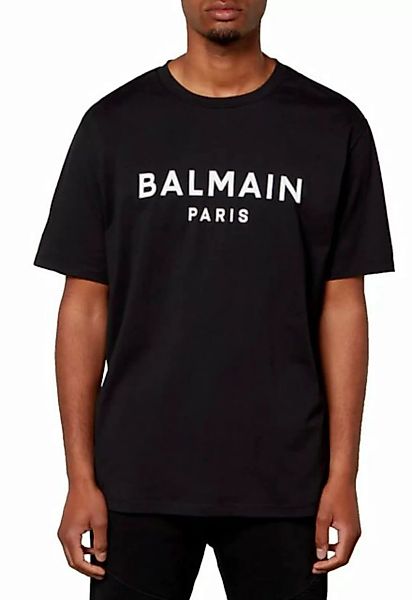 Balmain Paris T-Shirt Flocked Logo Straight Fit T-Shirt Cotton Shirt Paris günstig online kaufen