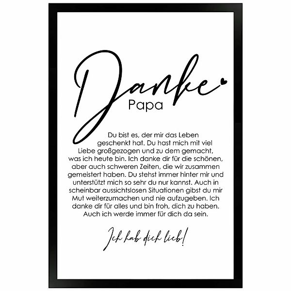 WANDStyle Gerahmtes Poster Danke Papa 30 x 45 cm Geschenkidee für Eine Pers günstig online kaufen