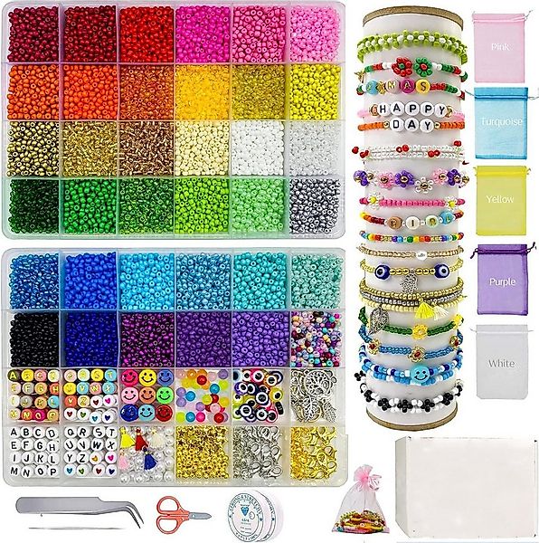 Refined Living Kreativset Bastelperlen Armband Perlen Set 3mm Glasperlen DI günstig online kaufen