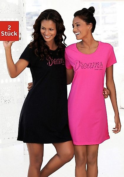 Vivance Dreams Sleepshirt (2er-Pack) mit Print in Spitzenoptik günstig online kaufen