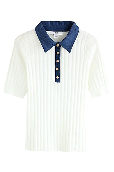Next Kurzarmpullover Kurzärmeliges Polo-Oberteil mit Jeanskragen günstig online kaufen