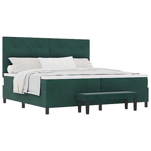 vidaXL Bett Boxspringbett mit Matratze & Bank Dunkelgrün 200x200 cm Samt (2 günstig online kaufen
