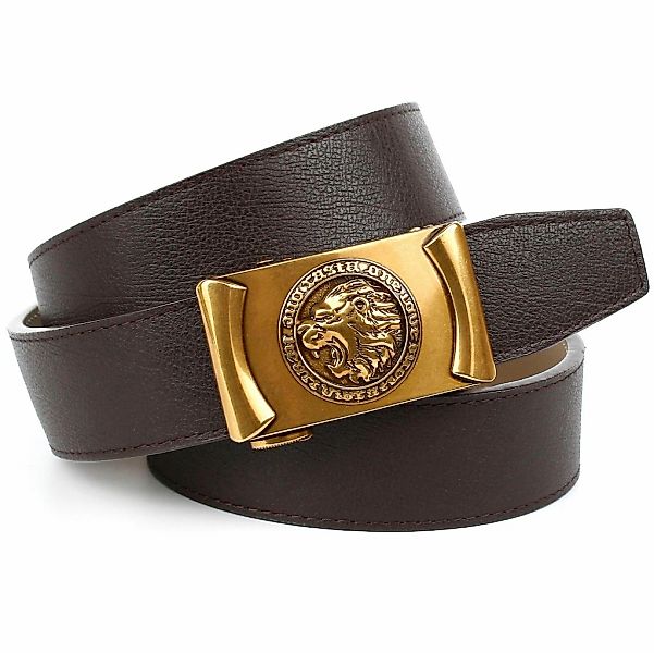 Anthoni Crown Ledergürtel, Automatik-Schließe im Antik-Look mit Löwenkopf günstig online kaufen