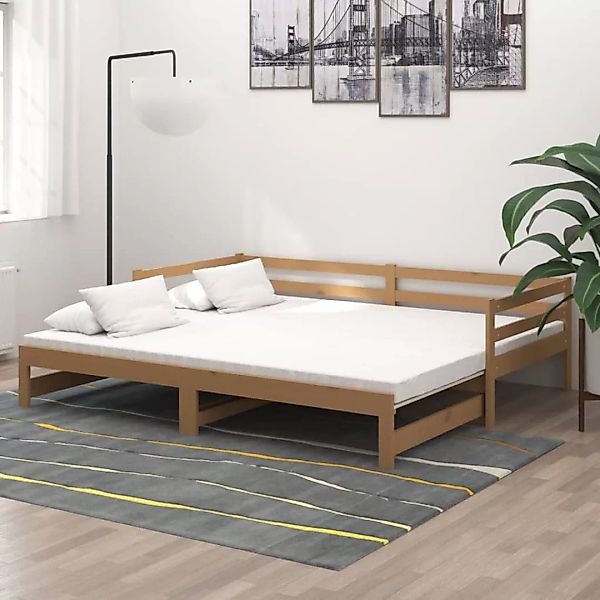 Tagesbett Ausziehbar Honigbraun Massivholz Kiefer 2x(90x200) Cm günstig online kaufen