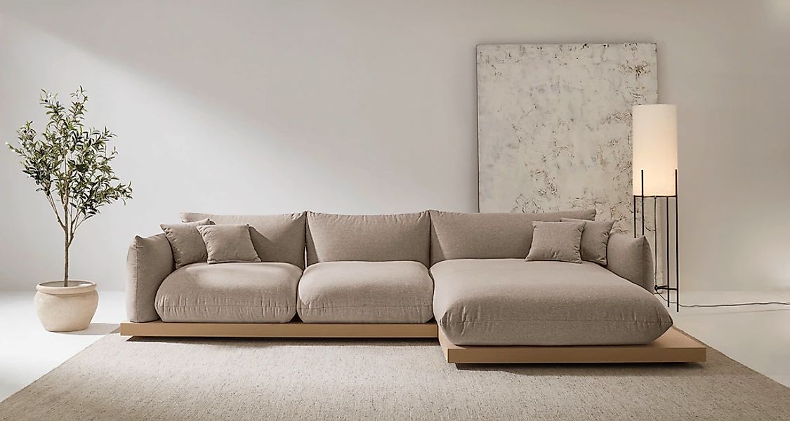 OTTO home Ecksofa "Kalix, Polsterecke mit kräftigem Holz-Plateau, moderne C günstig online kaufen