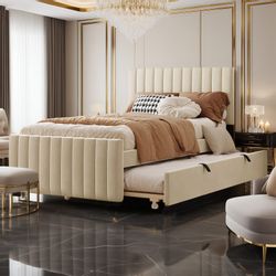 MODFU Polsterbett mit Ausziehbett (Kinderbett, flaches günstig online kaufen