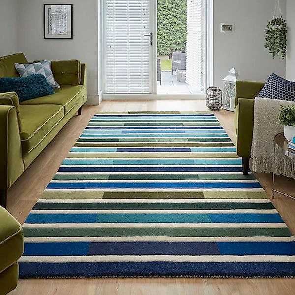 FLAIR RUGS Wollteppich »Piano«, rechteckig, 10 mm Höhe, gestreift, rechteck günstig online kaufen