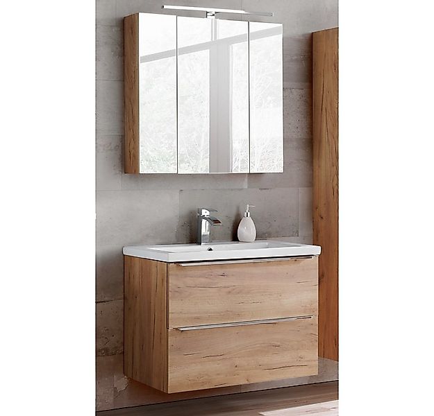 Lomadox Badmöbel-Set TOSKANA-56, (Spar-Set, 2-St), mit LED-Spiegelschrank 8 günstig online kaufen