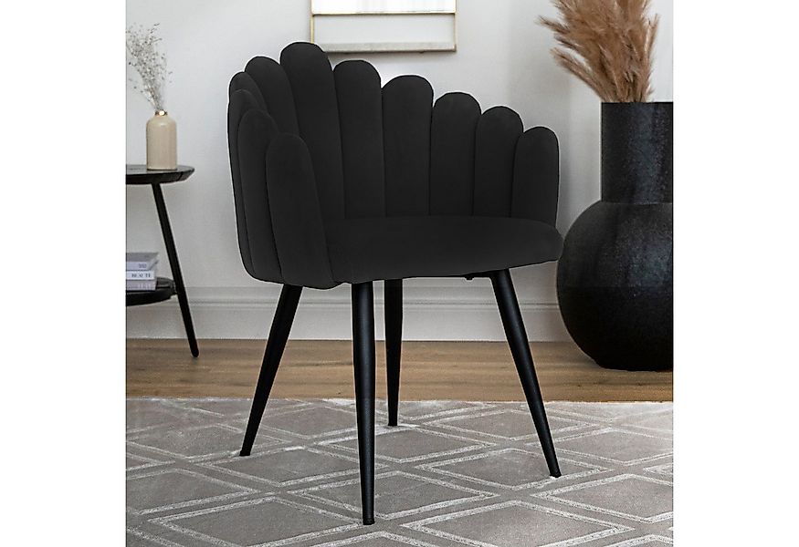 Qiyano Esszimmerstuhl Lani Stuhl mit Armlehne Muschel-Form Schminktisch Woh günstig online kaufen