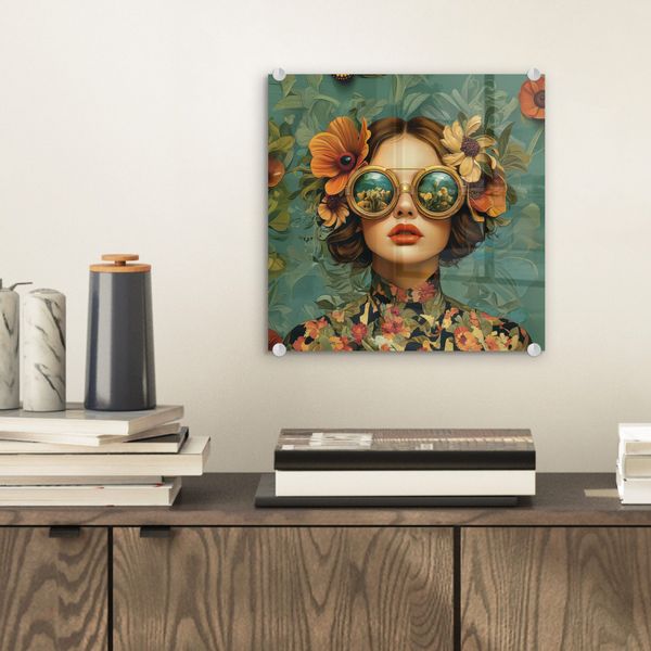 MuchoWow Acrylglasbild Frau - Blumen - günstig online kaufen