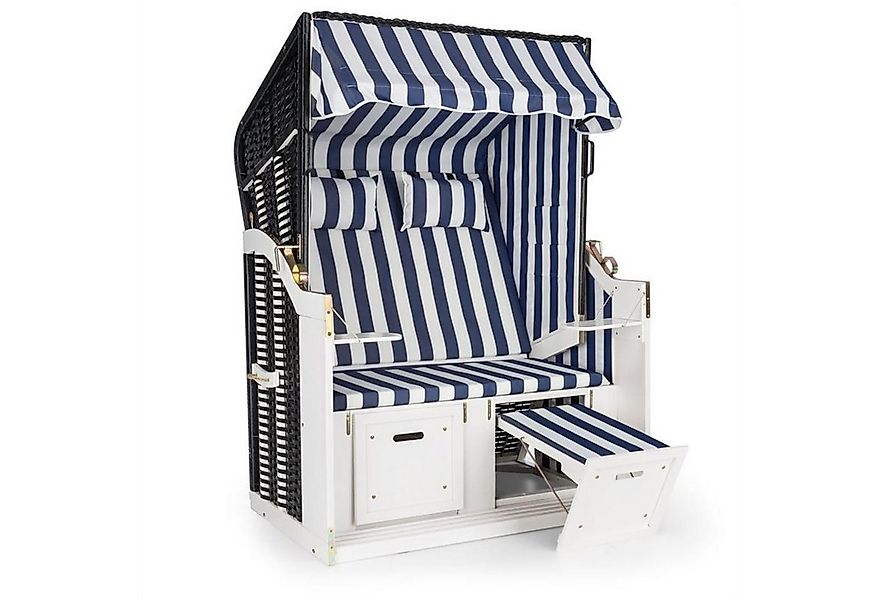 blumfeldt Strandkorb Hiddensee Strandkorb XL 2-Sitzer Volllieger blau / wei günstig online kaufen