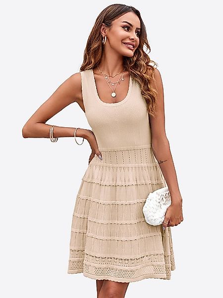 Imily Bela Strickkleid Damen Sommer Minikleid Casual Tank U-Ausschnitt Ärme günstig online kaufen
