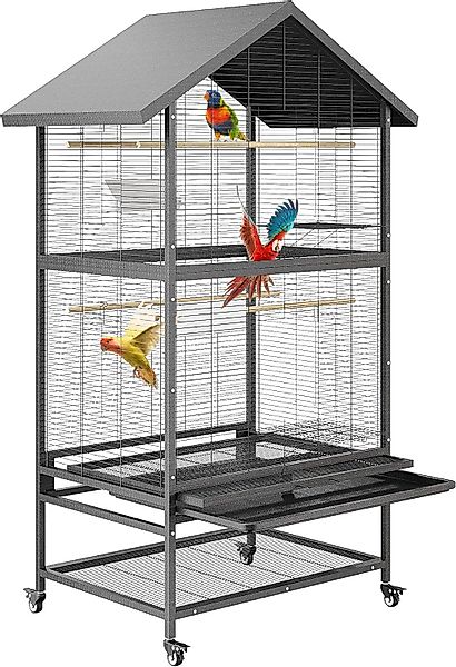 GarveeMore Vogelkäfig mit 4 Metallfutterspendern,Holzstangen und günstig online kaufen
