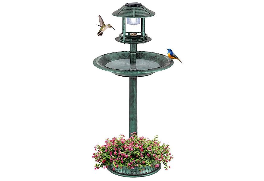 COSTWAY Vogeltränke, Vogelbad, Futterspender, mit Blumentopf, Ständer günstig online kaufen