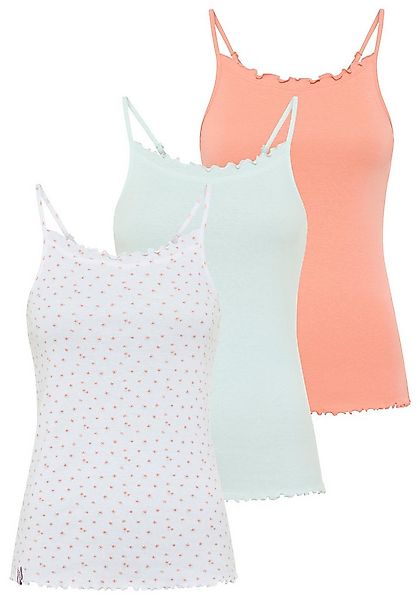 KangaROOS Spaghettitop (Packung, 3-tlg) mit verspielter Rollsaumkante günstig online kaufen