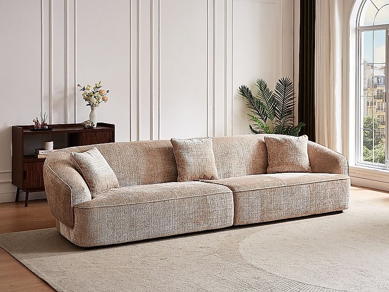 4-Sitzer-Sofa aus strukturiertem Stoff – Beige – ZULIAKA günstig online kaufen