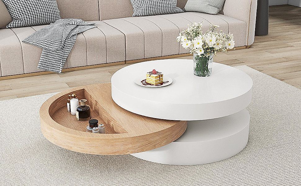 REDOM Couchtisch runder Tisch 60x60x35 cm, ausziehbar bis 88 cm (Wohnzimmer günstig online kaufen