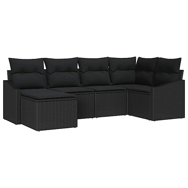 vidaXL Garten-Sofa-Set 6-Tlg Schwarz Poly Rattan 3346793 günstig online kaufen