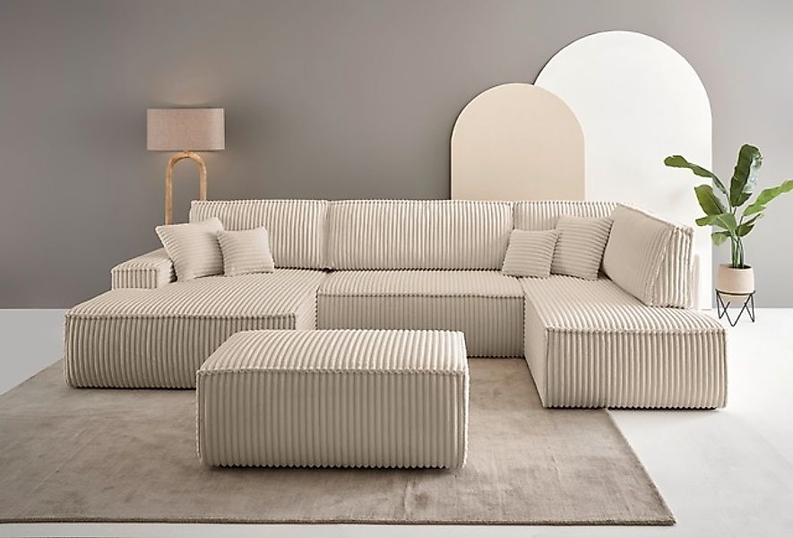 andas Wohnlandschaft »FINNLEY, U-Form XXL 329 cm, Schlafsofa, Schlaffunktio günstig online kaufen