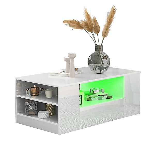 Merax Couchtisch hochglanz Sofatisch mit LED-Beleuchtung, günstig online kaufen