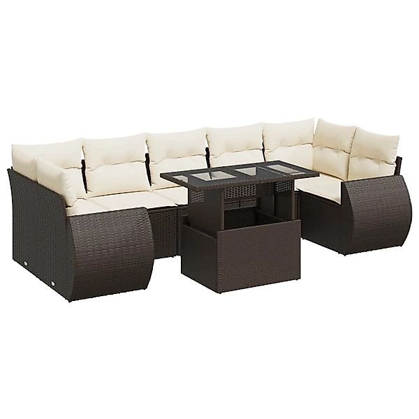 vidaXL 8-Tlg Garten-Sofagarnitur mit Kissen Braun Poly Rattan 3326604 günstig online kaufen