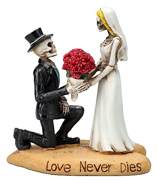 Figuren Shop GmbH Dekofigur Skelettfigur Brautpaar - Antrag mit Rosen - Got günstig online kaufen