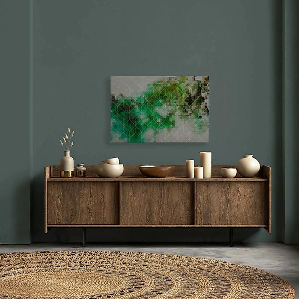 Bricoflor Wandbild Grün Abstrakt Für Wohnzimmer Und Büro Leinwandbild Geome günstig online kaufen