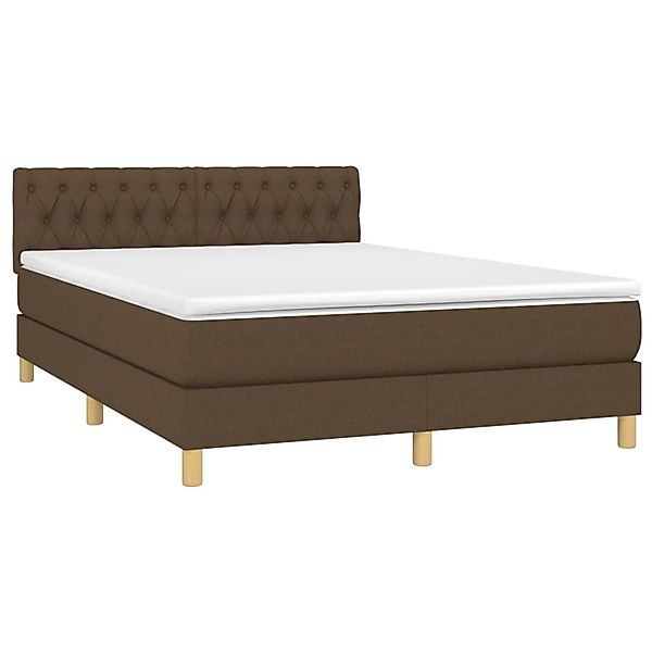 vidaXL Boxspringbett mit Matratze & LED Dunkelbraun 140x200 cm Stoff 313396 günstig online kaufen